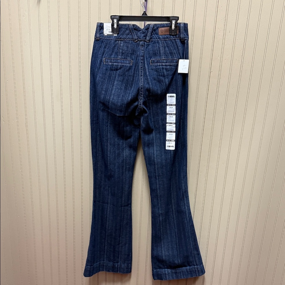 Dark Blue Pinstripe Trouser Jeans for Women